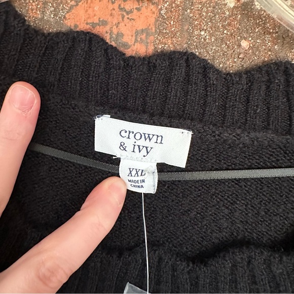 NWT Crown & Ivy Black Sweater with Rhinestone Buttons - Picture 2 of 6